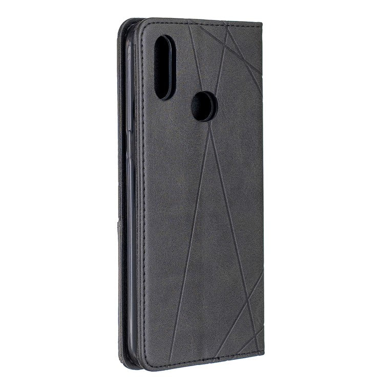 Geometric Pattern Stand Leather Card Holder Case for Samsung Galaxy A10s - Black