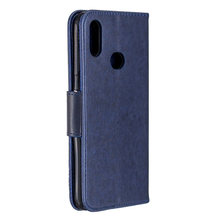 Imprint Butterfly Leather Wallet Case for Samsung Galaxy A10s - Blue