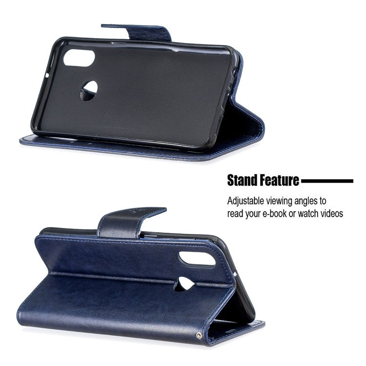 Imprint Butterfly Leather Wallet Case for Samsung Galaxy A10s - Blue