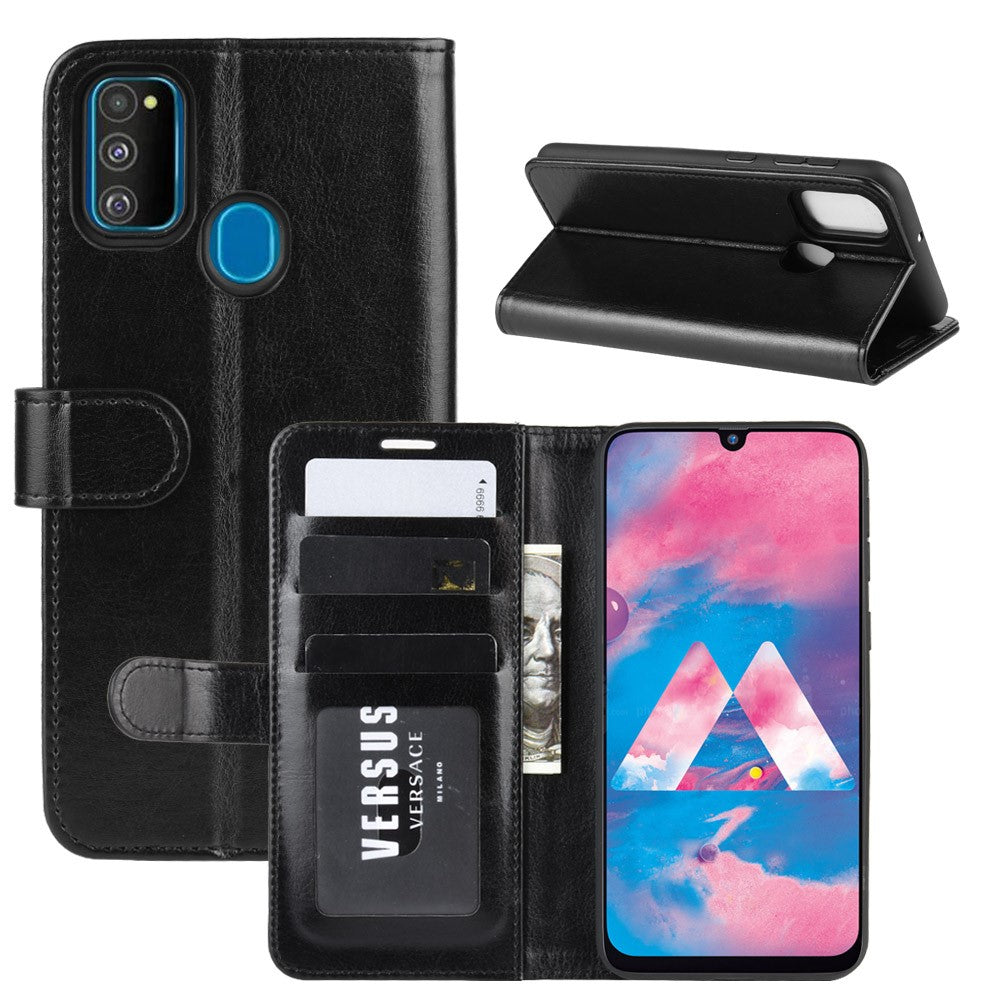 Crazy Horse Leather Wallet Case for Samsung Galaxy M30s / M21 - Black