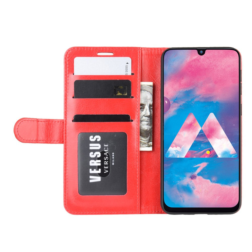 Crazy Horse Leather Wallet Case for Samsung Galaxy M30s / M21 - Red