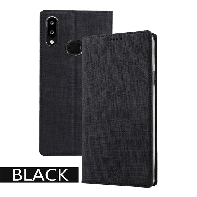 VILI DMX Cross Texture Stand Leather Cover Case for Samsung Galaxy A10s - Black