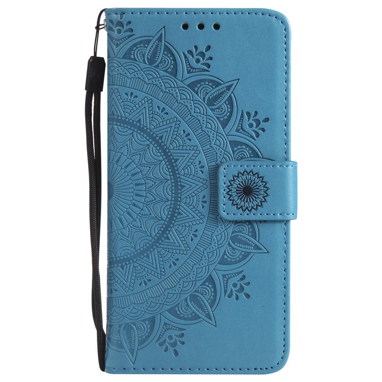 Imprint Flower Magnetic Leather Stand Case for Samsung Galaxy S7 SM-G930 - Blue