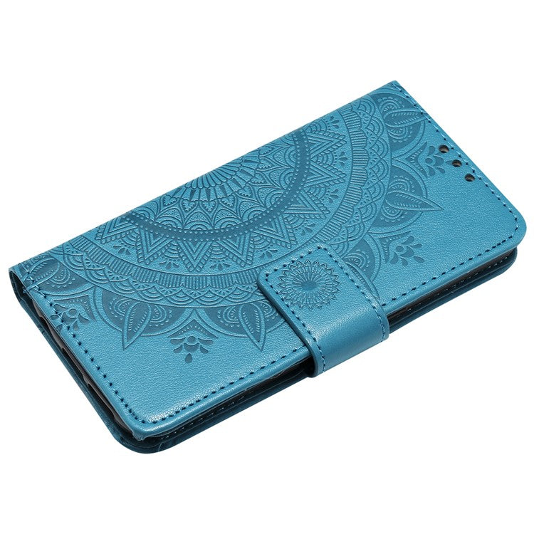 Imprint Flower Magnetic Leather Stand Case for Samsung Galaxy S7 SM-G930 - Blue