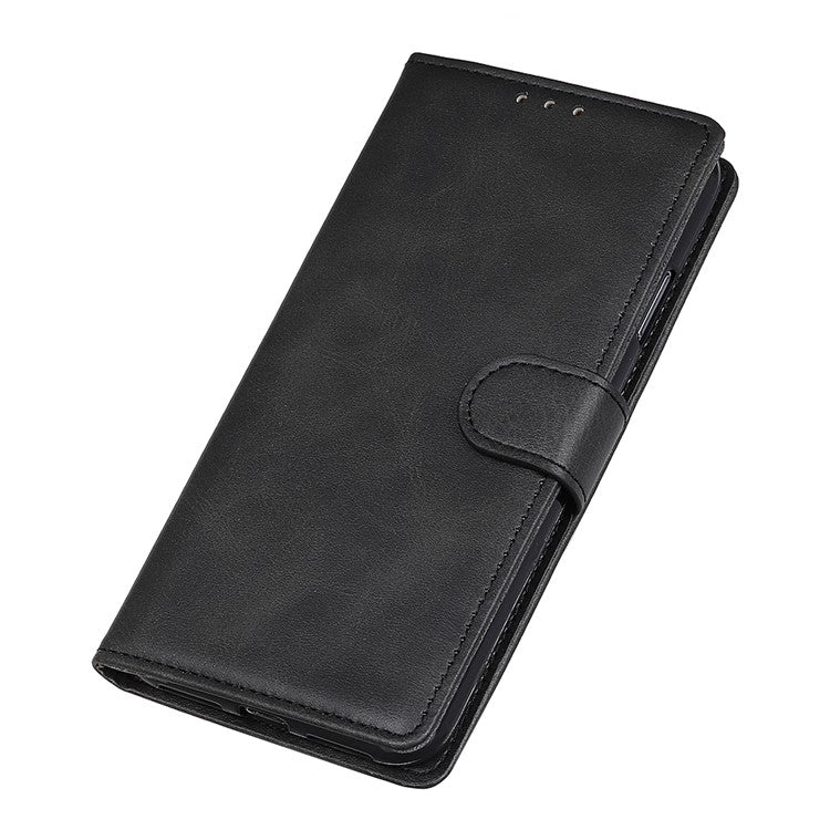 For Samsung Galaxy A51 Protective Phone Case Shockproof Wallet Stand Cover Bi-color Leather Shell - Black