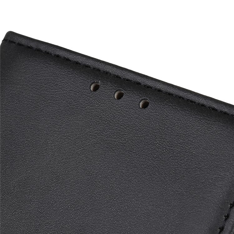 For Samsung Galaxy A51 Protective Phone Case Shockproof Wallet Stand Cover Bi-color Leather Shell - Black