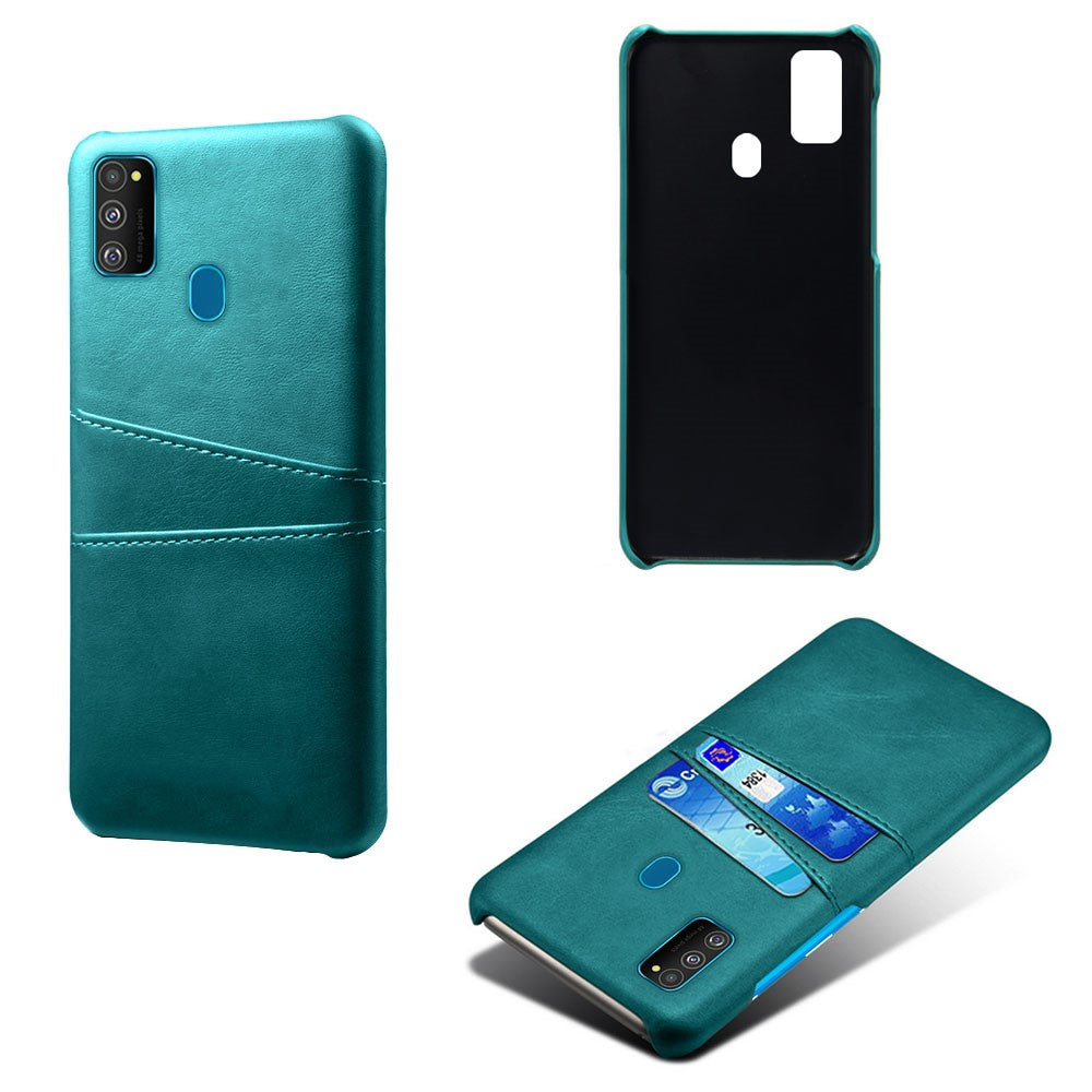 KSQ PU Leather Coated Plastic Case with Dual Card Slots for Samsung Galaxy M30s/M21 - Green