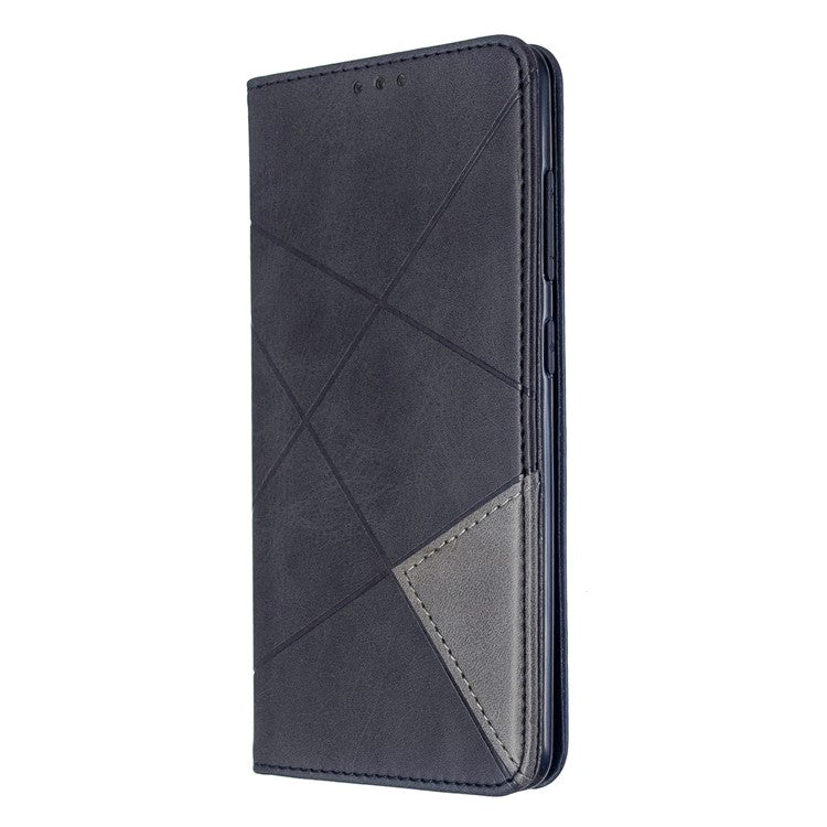 Geometric Pattern Leather Stand Case with Card Slots for Samsung Galaxy A51 - Black