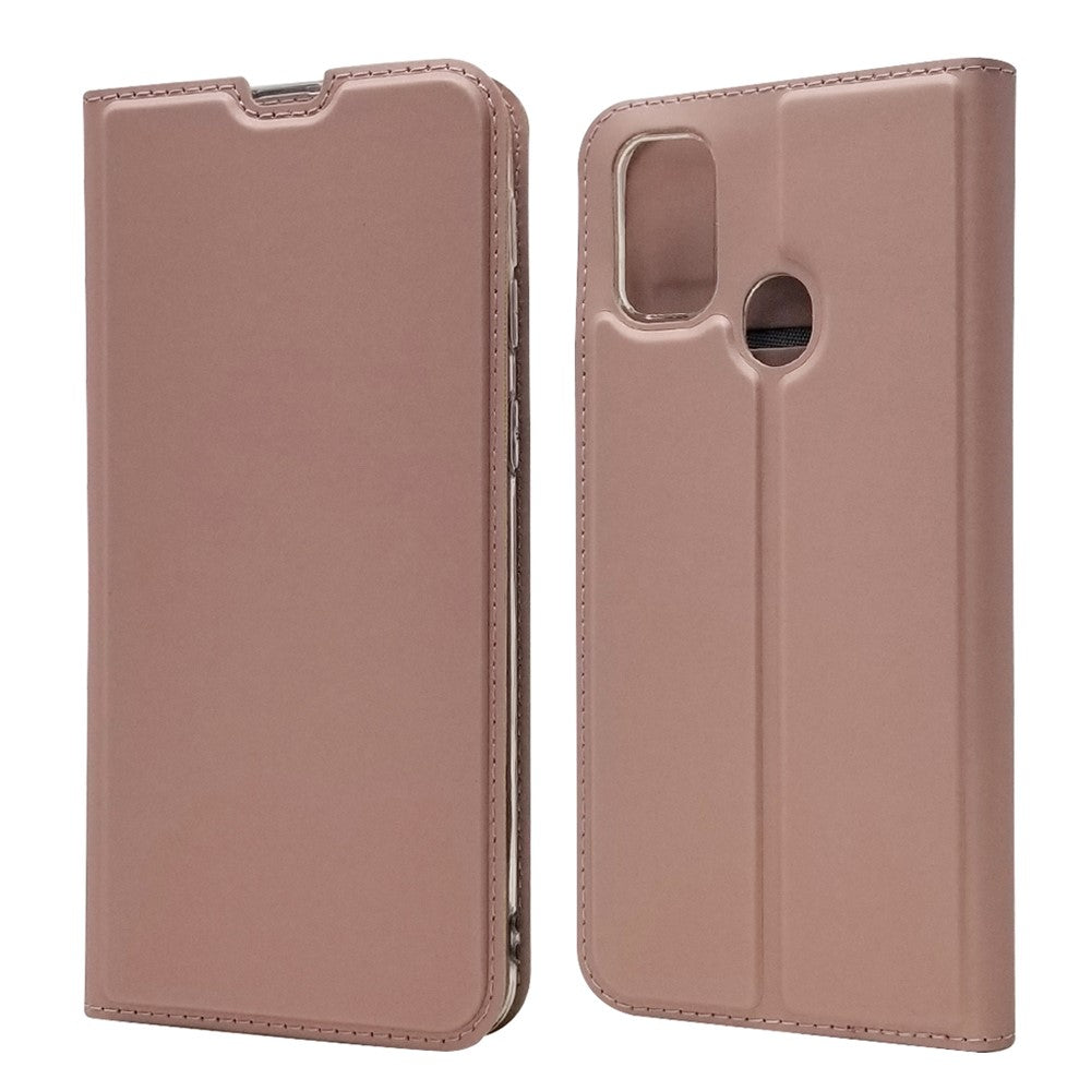 Magnetic Closure Leather Card Holder Phone Covering for Samsung Galaxy M30s / M2 - Rose Gold