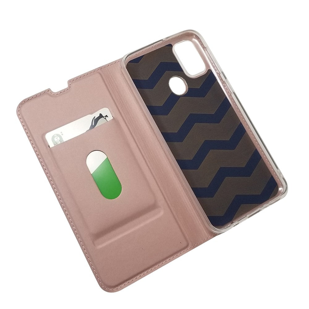 Magnetic Closure Leather Card Holder Phone Covering for Samsung Galaxy M30s / M2 - Rose Gold