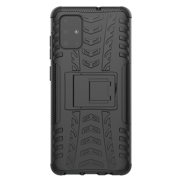 Anti-slip PC + TPU Hybrid Case with Kickstand for Samsung Galaxy A71 - Black