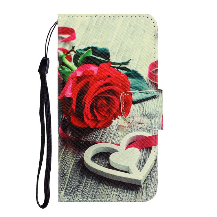 Pattern Printing Wallet Leather Protector Phone Shell Stand Case for Samsung Galaxy S20 Ultra - Rose