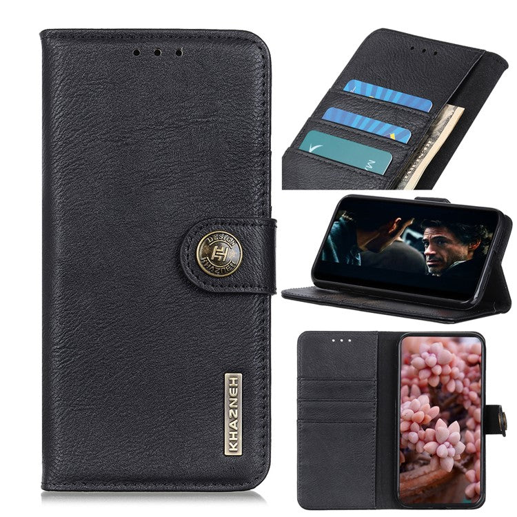 KHAZNEH Wallet Stand Leather Mobile Phone Cover Casing for Samsung Galaxy A50/A50s/A30s - Black