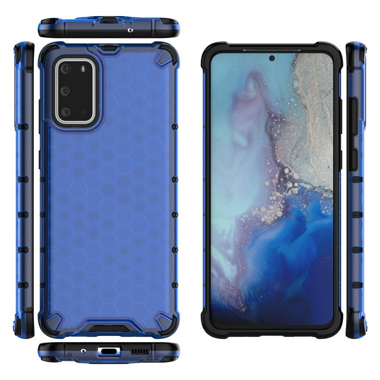 Honeycomb Pattern Shock-proof TPU + PC Combo Case for Samsung Galaxy S20 Plus - Blue