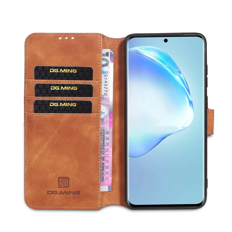 DG.MING Retro with Leather Wallet Case for Samsung Galaxy S20 Ultra - Brown