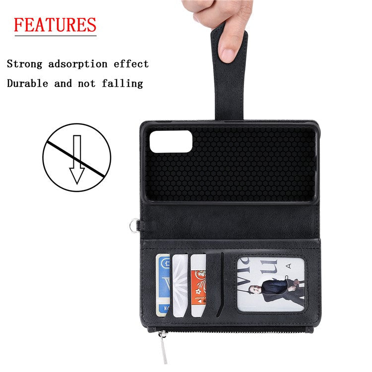 Magnetic KT Leather Series-3 Detachable 2-in-1 Zipper Wallet Stand Leather Case for Samsung Galaxy S20 4G/S20 5G - Black