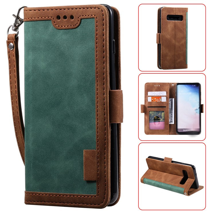 Retro Splicing Leather Shell for Samsung Galaxy S10e - Green