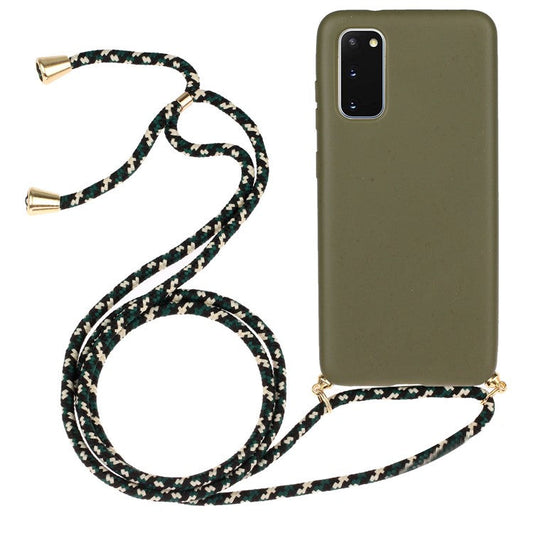 Wheat Straw TPU Phone Case with Hand Strap for Samsung Galaxy S20 4G/S20 5G - Green