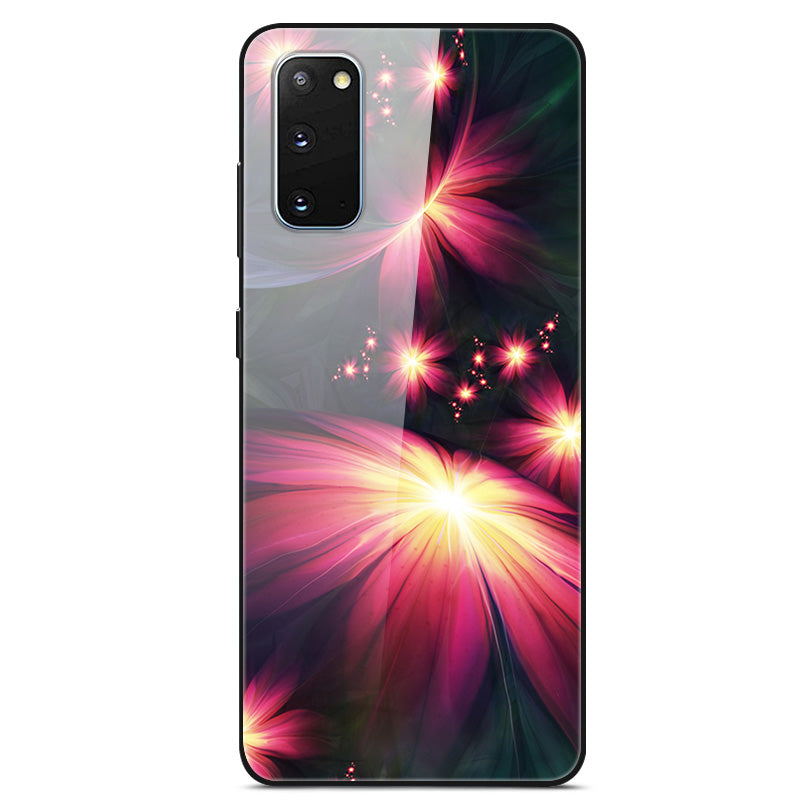 Pattern Printing Glass Back + TPU Hybrid Protective Case for Samsung Galaxy S20 4G/S20 5G - Flower