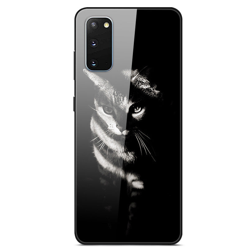 Pattern Printing Glass Back + TPU Hybrid Protective Case for Samsung Galaxy S20 4G/S20 5G - Cat
