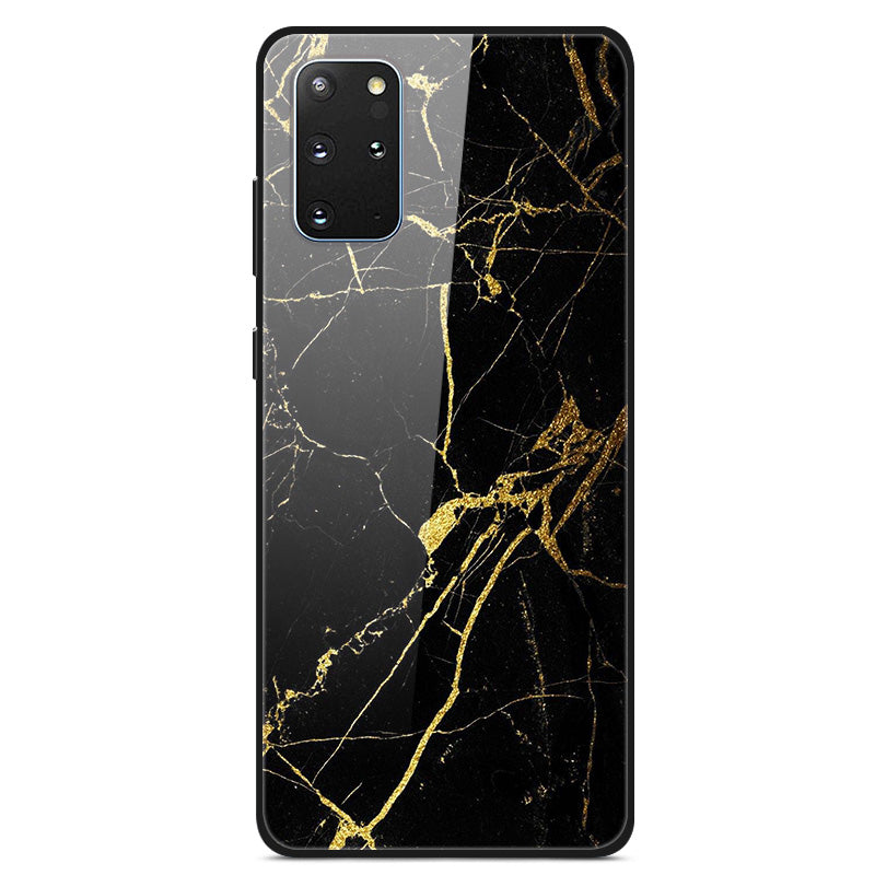 Pattern Printing Tempered Glass + PC + TPU Protector Cover for Samsung Galaxy S20 Plus - Gold Grain