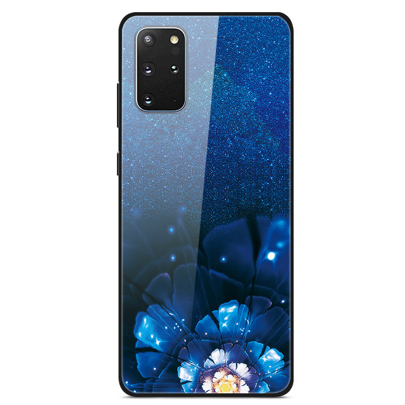 Pattern Printing Tempered Glass + PC + TPU Protector Cover for Samsung Galaxy S20 Plus - Blue Petunia