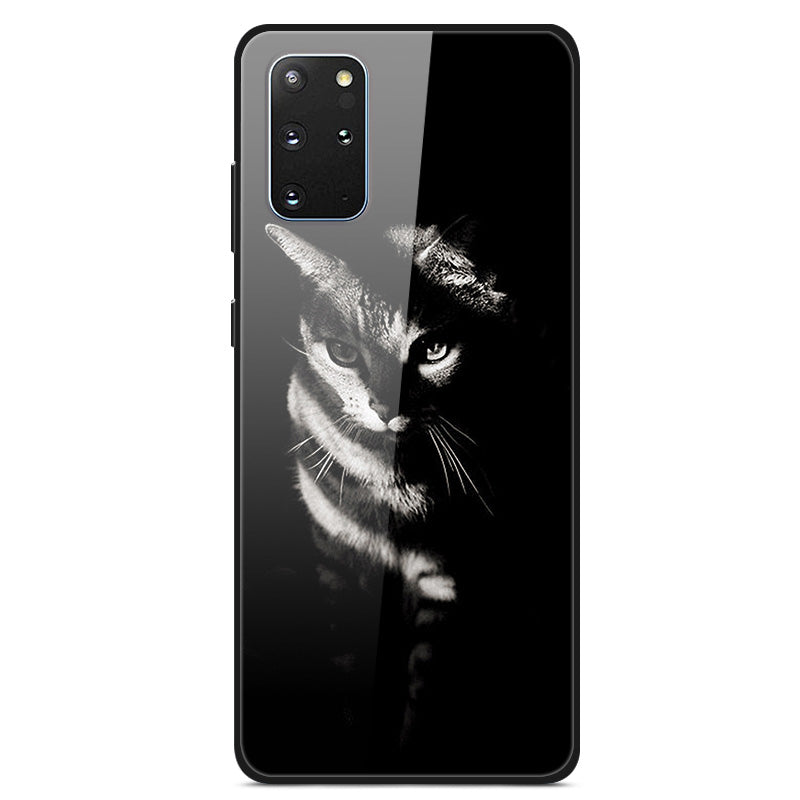 Pattern Printing Tempered Glass + PC + TPU Protector Cover for Samsung Galaxy S20 Plus - Cat