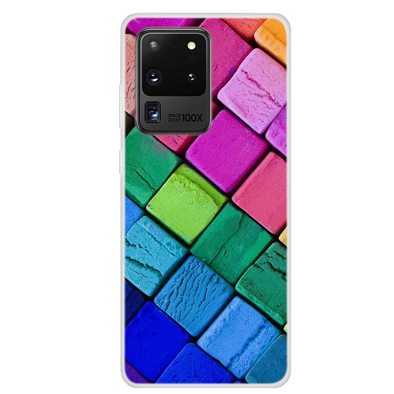 Pattern Printing Soft TPU Shell Phone Cover for Samsung Galaxy S20 Ultra - Colorful Square