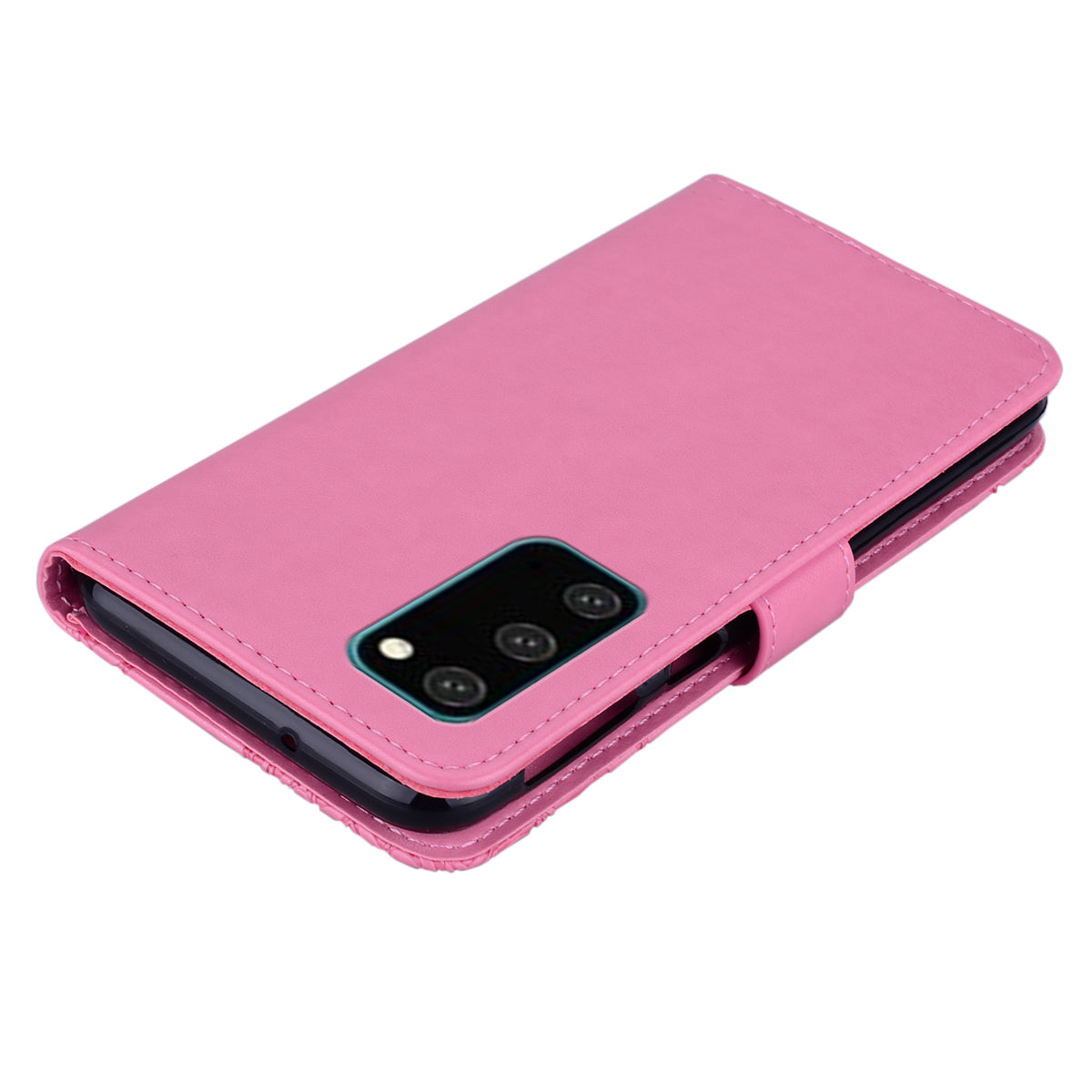 Rhinestone Decoration Imprint Owl Leather Shell Wallet Stand Phone Cover for Samsung Galaxy S20 4G/S20 5G - Pink