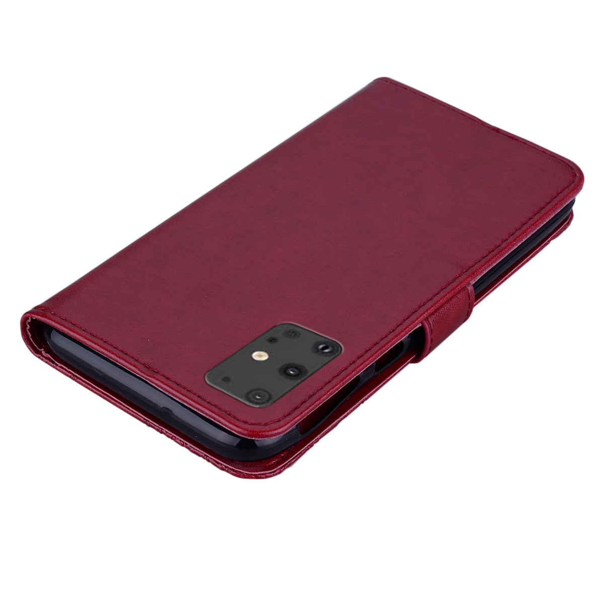 Rhinestone Decoration Imprint Owl Leather Wallet Stand Phone Cover Shell for Samsung Galaxy S20 Ultra - Red