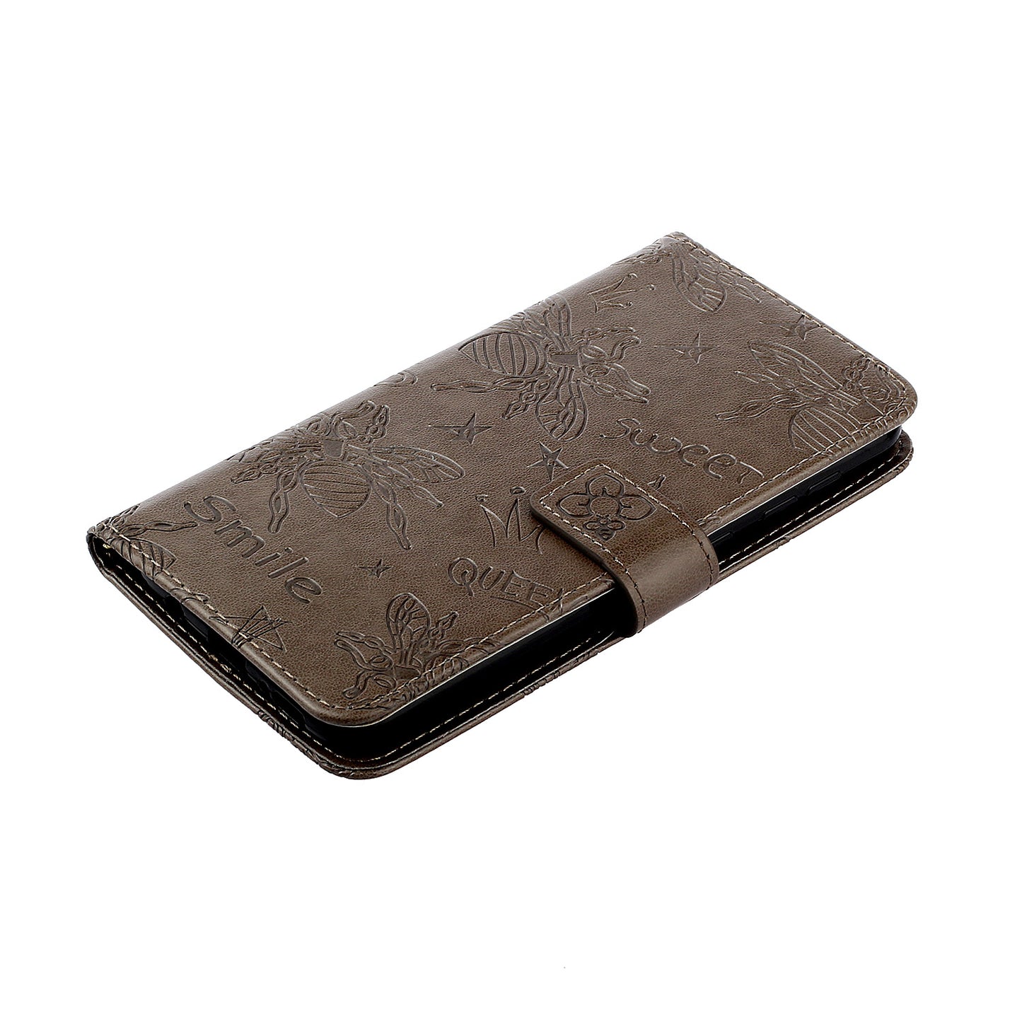 Imprint Bee TPU+PU Leather Wallet Phone Case for Samsung Galaxy S20 4G/S20 5G - Brown