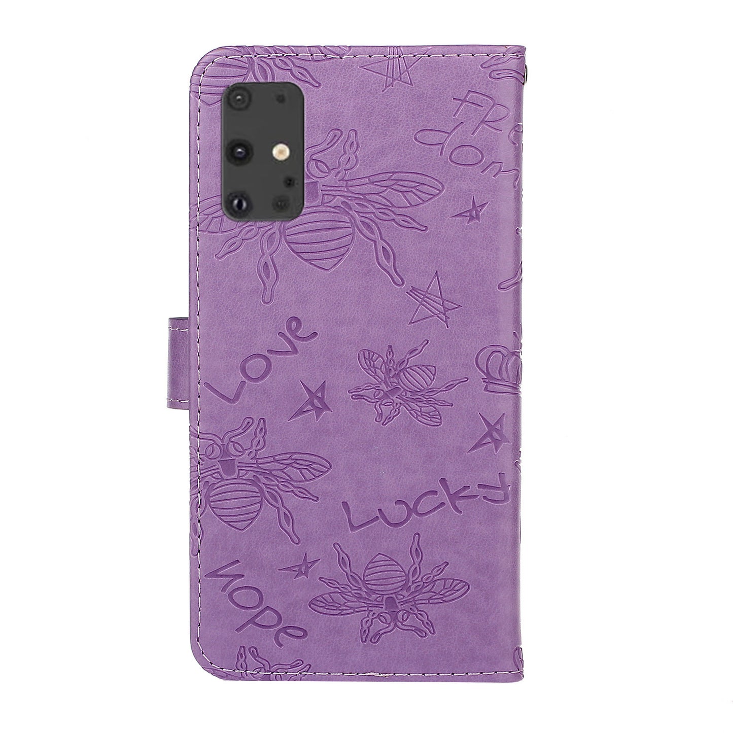 Imprint Bee TPU+PU Leather Wallet Phone Case for Samsung Galaxy S20 4G/S20 5G - Purple