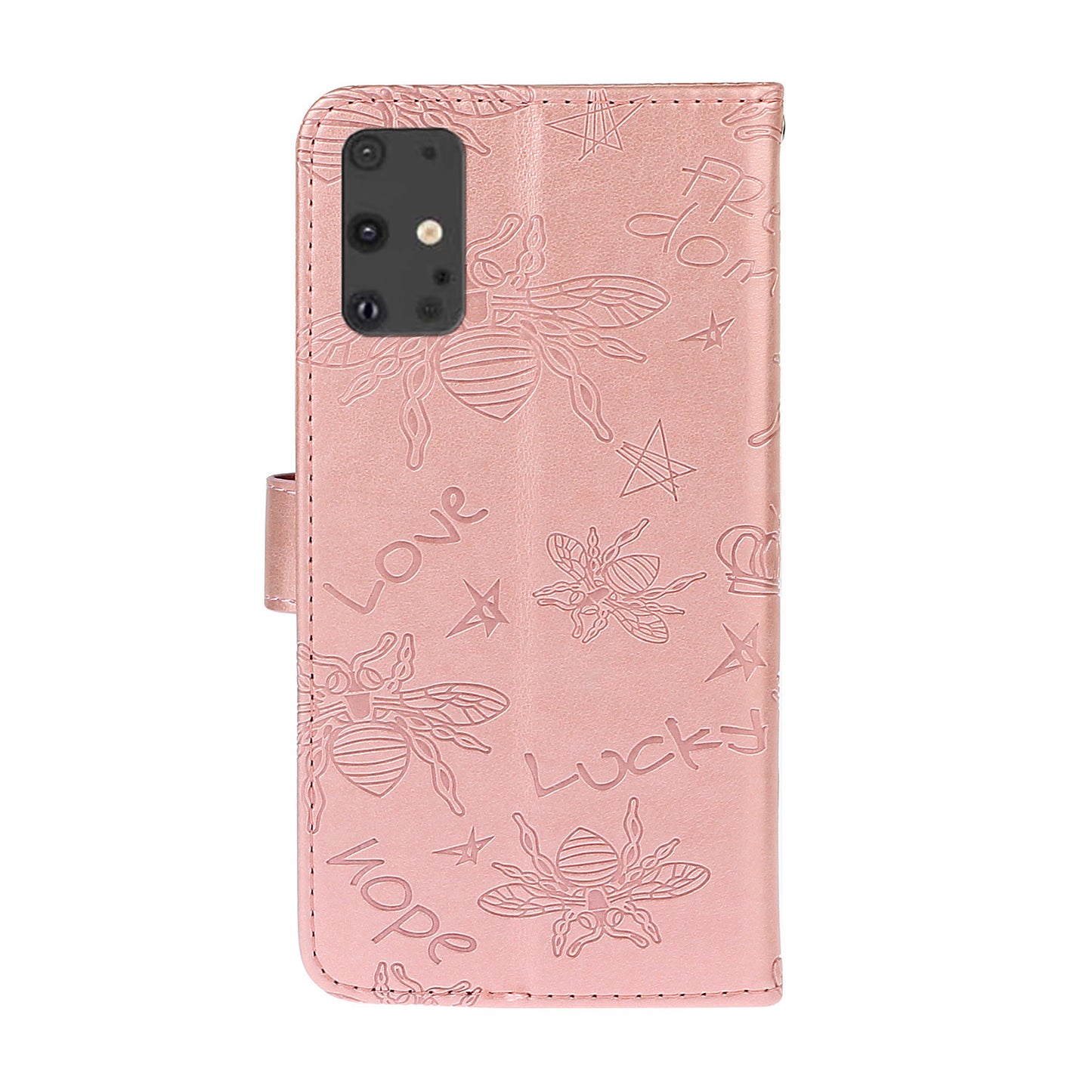 Imprint Bee TPU+PU Leather Wallet Phone Case for Samsung Galaxy S20 4G/S20 5G - Rose Gold