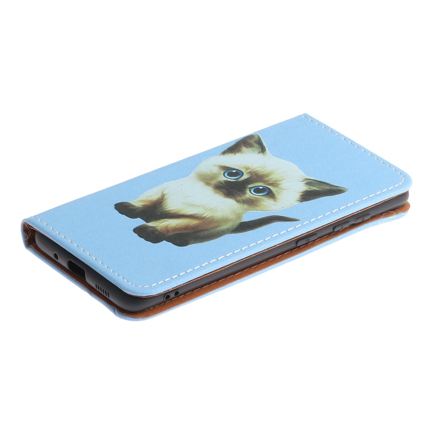 Pattern Printing Leather Shell Stand Case with Card Slots for Samsung Galaxy S20 Plus/S20 Plus 5G - Cat