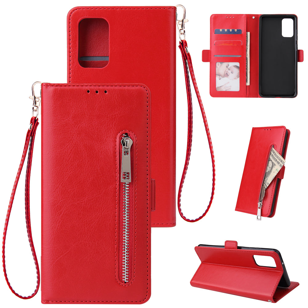 For Samsung Galaxy S20 Plus / S20 Plus 5G Magnetic Absorbed Zipper Leather Shell - Red