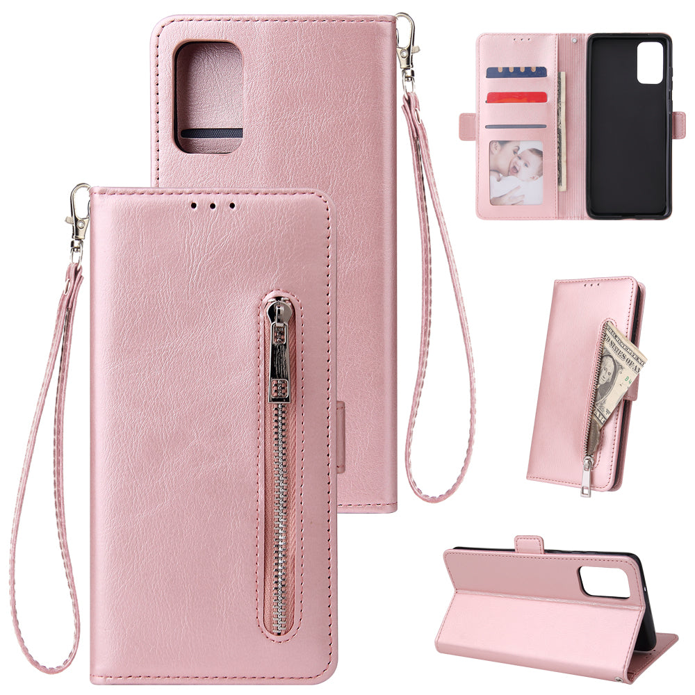 For Samsung Galaxy S20 Plus / S20 Plus 5G Magnetic Absorbed Zipper Leather Shell - Rose Gold