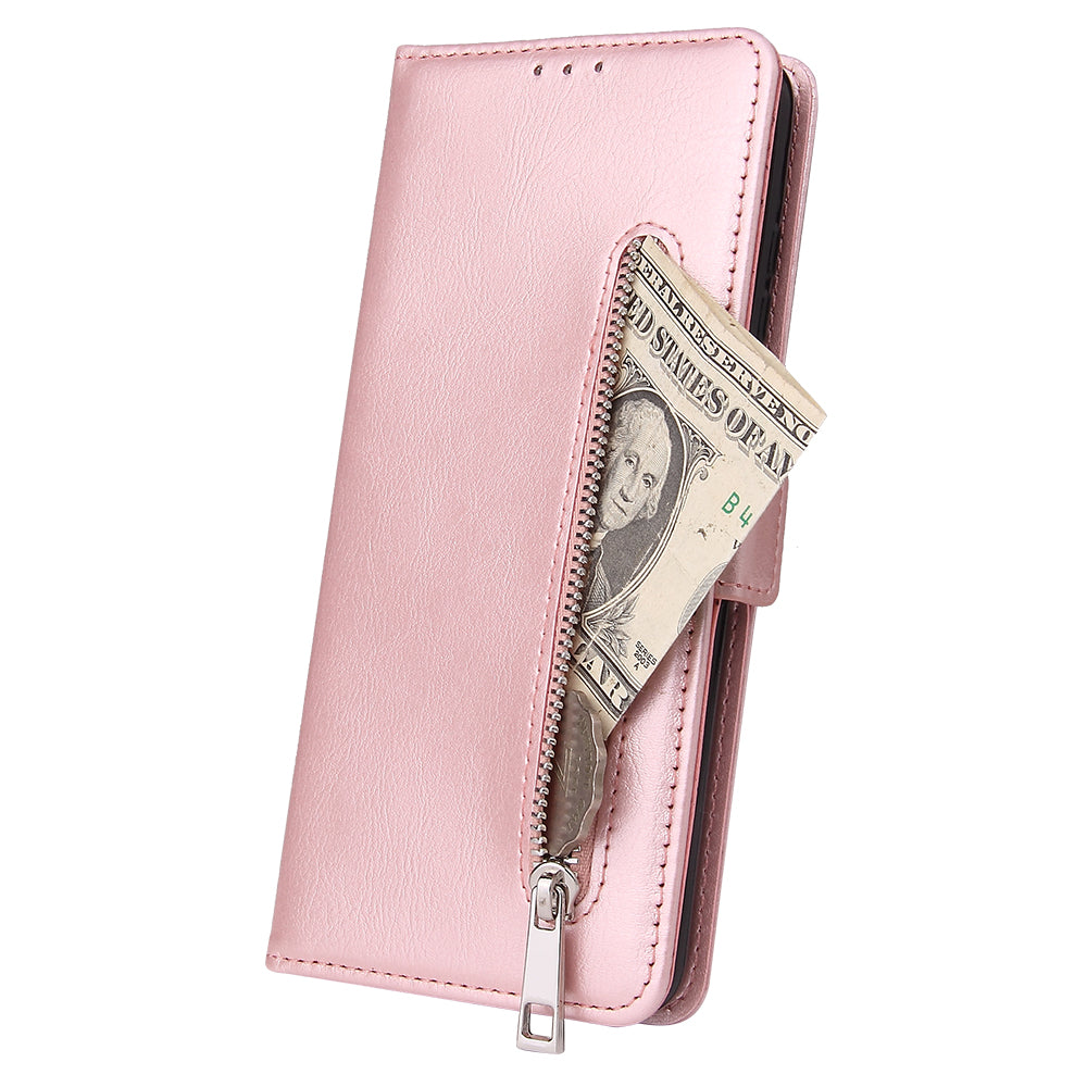 For Samsung Galaxy S20 Plus / S20 Plus 5G Magnetic Absorbed Zipper Leather Shell - Rose Gold
