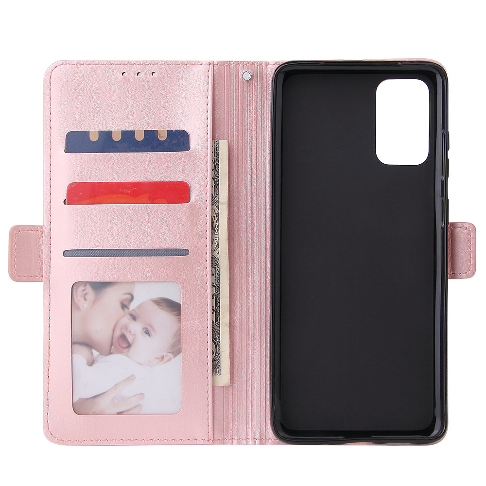 For Samsung Galaxy S20 Plus / S20 Plus 5G Magnetic Absorbed Zipper Leather Shell - Rose Gold
