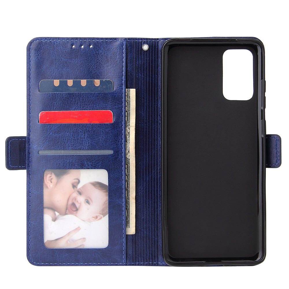 For Samsung Galaxy S20 Plus / S20 Plus 5G Magnetic Absorbed Zipper Leather Shell - Blue