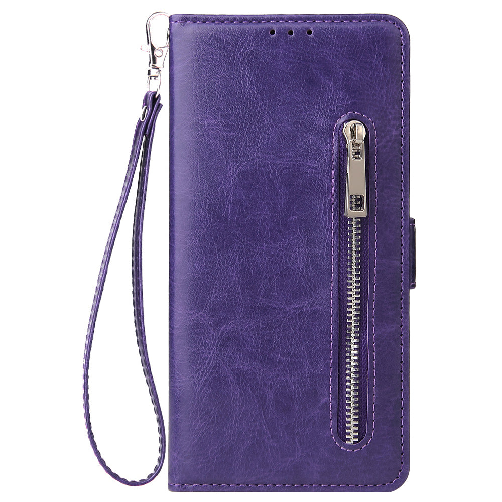 For Samsung Galaxy S20 Plus / S20 Plus 5G Magnetic Absorbed Zipper Leather Shell - Purple