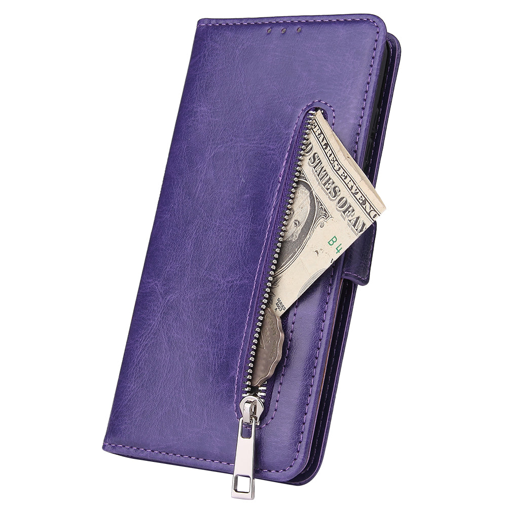 For Samsung Galaxy S20 Plus / S20 Plus 5G Magnetic Absorbed Zipper Leather Shell - Purple