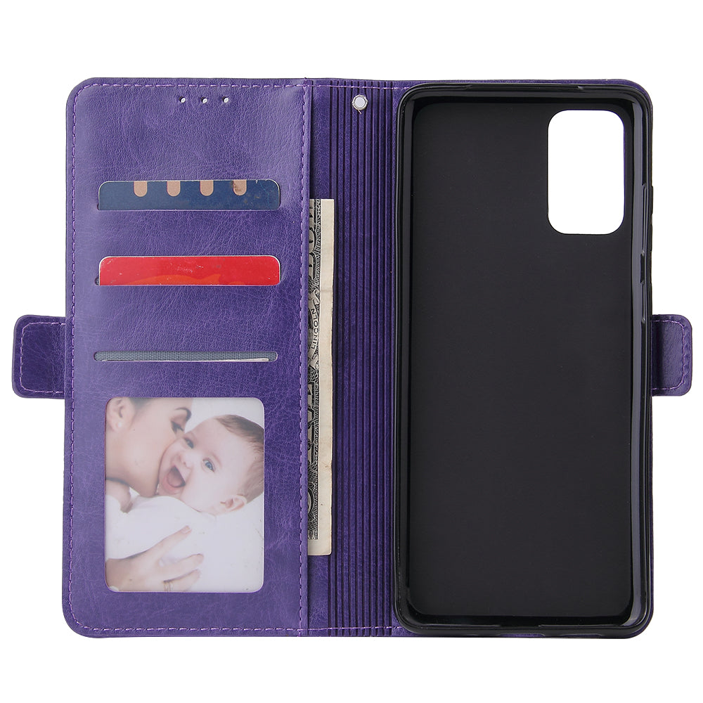 For Samsung Galaxy S20 Plus / S20 Plus 5G Magnetic Absorbed Zipper Leather Shell - Purple