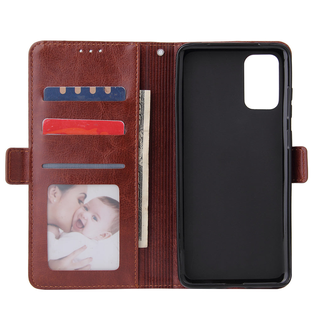 For Samsung Galaxy S20 Plus / S20 Plus 5G Magnetic Absorbed Zipper Leather Shell - Brown