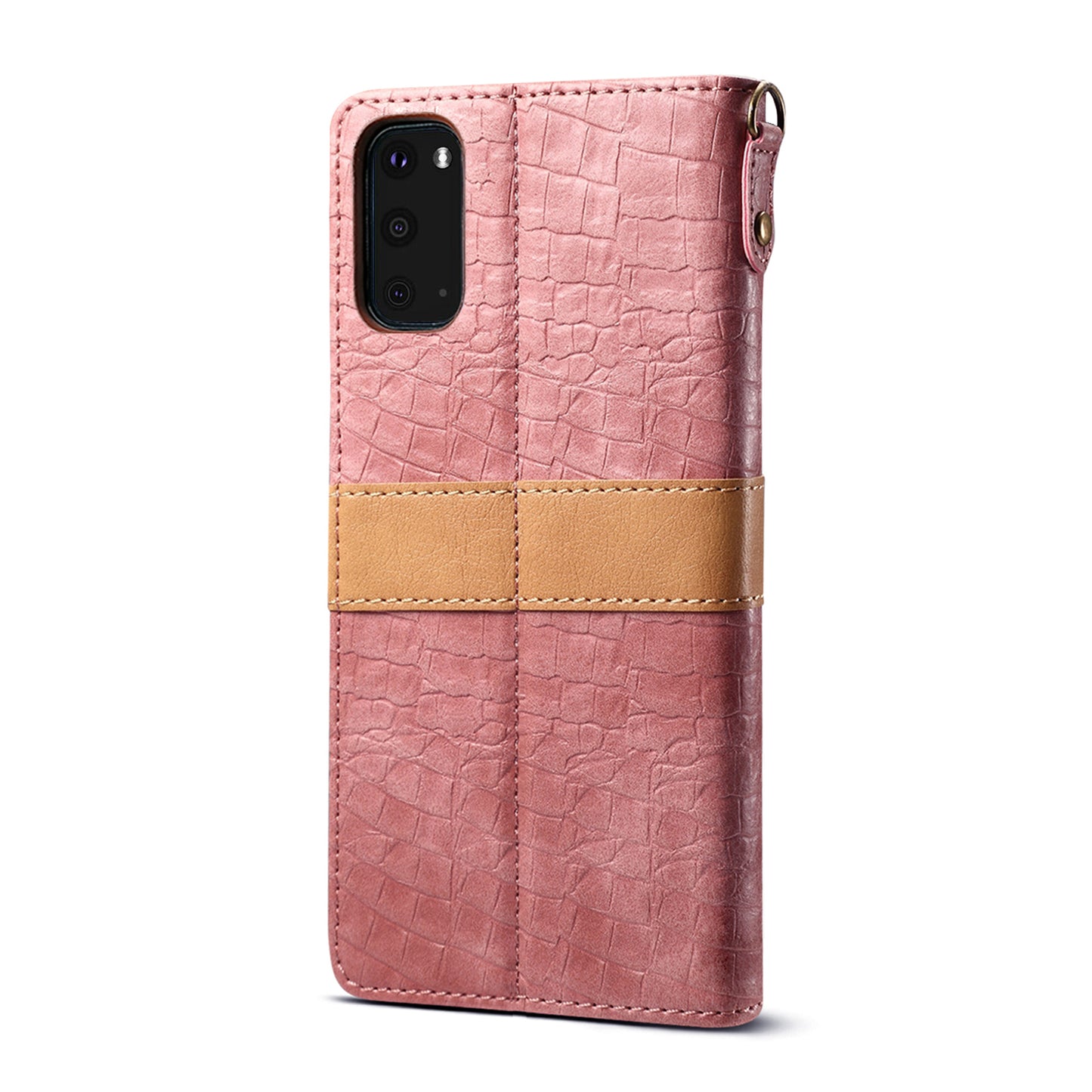 Crocodile Skin Leather Wallet Stand Case for Samsung Galaxy S20 4G/S20 5G - Pink