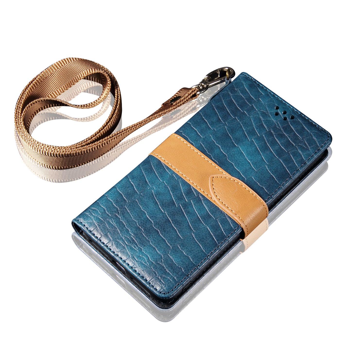 Crocodile Skin Leather Wallet Stand Case for Samsung Galaxy S20 4G/S20 5G - Blue
