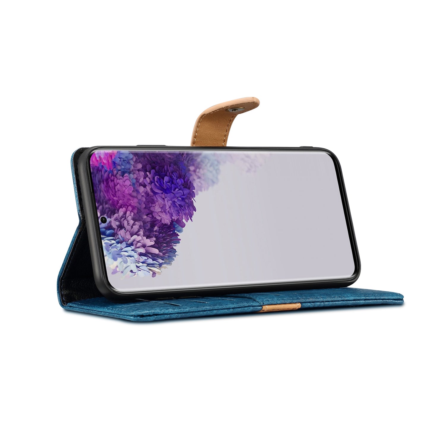 Crocodile Skin Leather Wallet Stand Case for Samsung Galaxy S20 4G/S20 5G - Blue