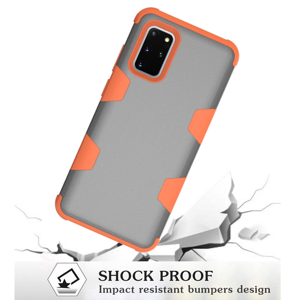 Anti-dust Shock-proof Silicone + PC Shell for Samsung Galaxy S20 4G/S20 5G - Orange / Grey