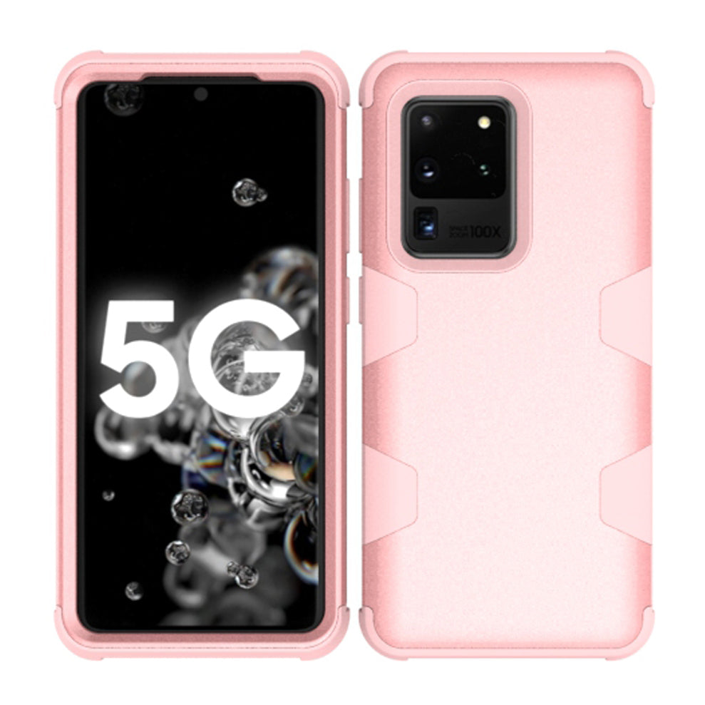 Anti-dust Silicone + PC Combo Cell Phone Case for Samsung Galaxy S20 Ultra - Rose Gold