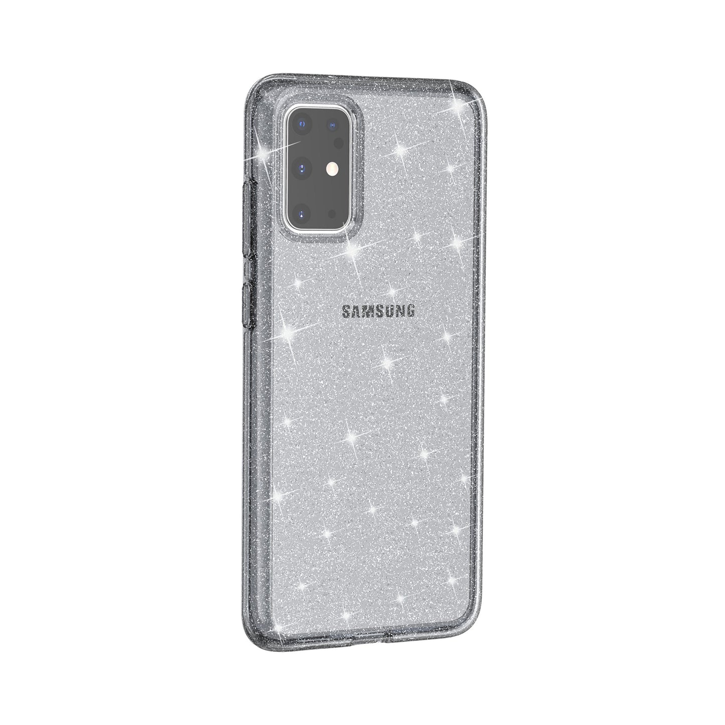 Glittery Powder PC TPU Hybrid Phone Case Covering for Samsung Galaxy S20 Plus/S20 Plus 5G - Black