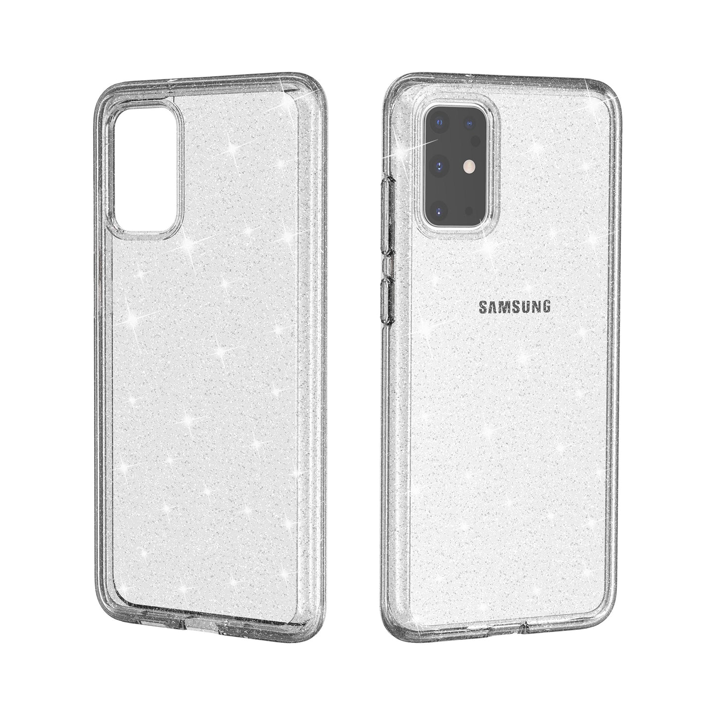 Glittery Powder PC TPU Hybrid Phone Case Covering for Samsung Galaxy S20 Plus/S20 Plus 5G - Silver